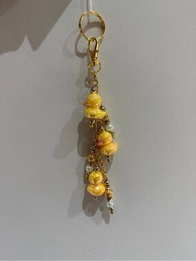 Yellow And Gold Duck Keychain Handmade